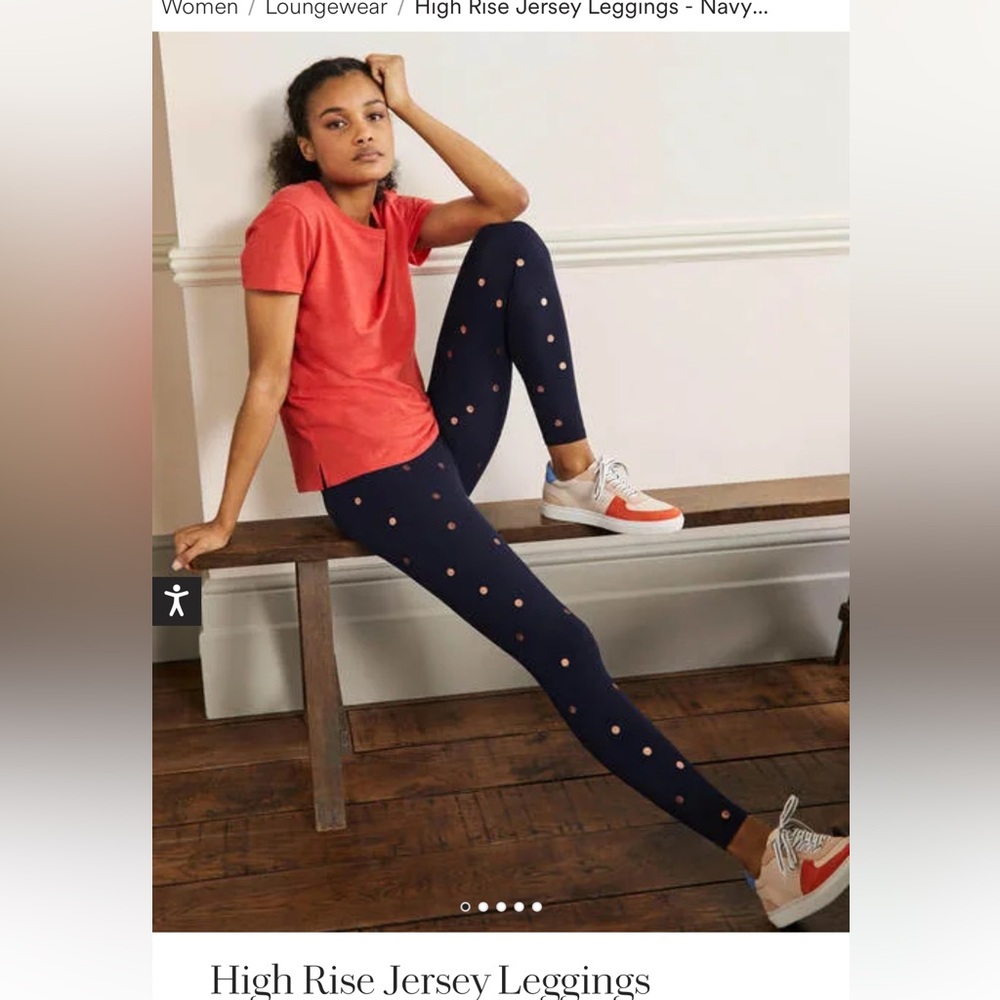 NWT High Rise Jersey Leggings Navy and Gold, Polka Dot. Sz 12P